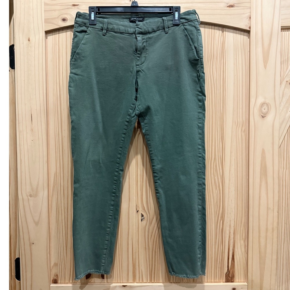 Dear John American Classic Green Slim Frayed Hem Pants 29
